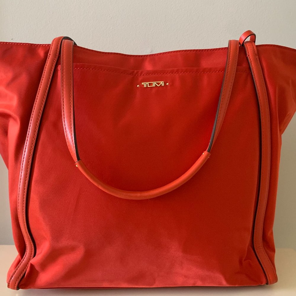 Red Tumi Voyageur Tote - Nylon with Leather Trim